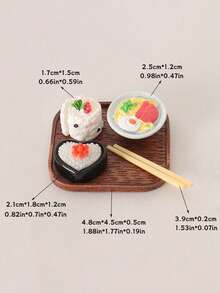 5-Piece Mini Simulation Japanese Food Decorations Sushi Model Cartoon Cute Tray Chopstick Ornament DIY Scene Decoration Accessories - Mô hình trang trí đĩa sushi - Xem 10