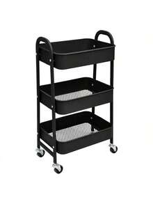 3-Tier Mobile Storage Cart, Steel Frame Structure, With Handle & 2 Brakes, Easy Assembly, Suitable For Bedroom, Laundry Room And Bathroom Storage - Multicolor - View 11