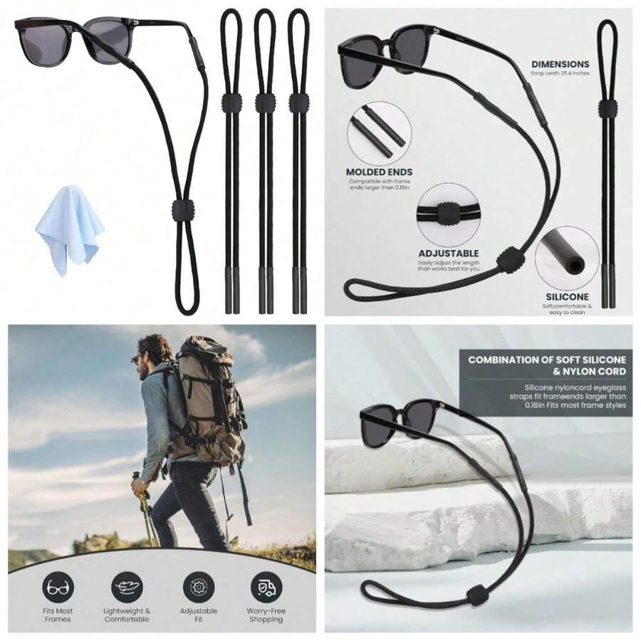 Adjustable Eyeglass Holder Strap For Men Women  Sports Sunglasses Retainer Lanyard 3 Pack - 1 - View 1