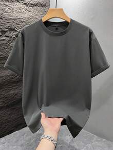 男士时尚印花宽松短袖T恤一件装 | 精致设计 | 夏季必备 | 易于搭配，展现您的风格 - 深灰色 - 查看 3