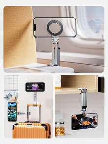 Soporte de teléfono de aleación portátil, soporte magnético de teléfono compatible con MagSafe, de aleación de aluminio, rotación de 360°, plegable, adecuado para viajes, automóvil y escritorio, regalo del Día de la Madre - Multicolor - Ver 3