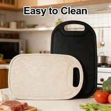 1pc Plastic Cutting Board, Professional Kitchen Chopping Board, Home Cutting Mat, Suitable For Meat, Vegetables, Fruits, Available In Black And Beige, Washable Plastic Kitchen Cutting Board - Black and White - View 1