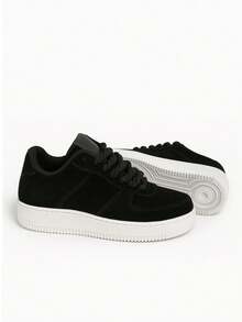 Men's Casual Suede Sneakers For Gym, Comfortable, Sporty, 2 Laces, Athletic, Tie-Up, Home - Đen và trắng - Xem 7
