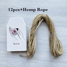 12/24/48pcs Thank You Gift Tags With Jute Twine - Elegant Minimalist Line Art Design, Hands Holding Pink Rose, Multiple Colors Available, Suitable For Birthday, Wedding, School Events, Gifting To Friends, Coworkers, Couples, Family | Floral Gift Tags | Durable Paper Tags, Cute Gift Tags - Multicolor - View 9