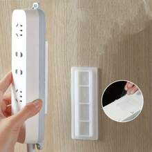 8pcs Self-Adhesive Power Strip Holders - Wallmount, Damage-Free Removable And Durable Plastic - Space-Saving Organizer, Utility Hooks, Power Cord Clips For Home Office, Minimalist Design, No Drilling Required, Practical Hooks - Rectangle - View 3