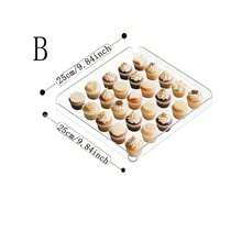 1 pieza Bandeja acrílica transparente, plato de servir cuadrado apilable, adecuado para pasteles, postres, galletas, pan, aperitivos, frutas, mesa de bufé - transparente - Ver 6