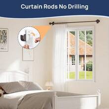 ENJOYBASICS No Drill Curtain Rods Window 28 To 60 Inches, 5/8 Inch Diameter Renter Friendly Drapery Rod With Adhesive Brackets Without Drilling, Adjustable From 27 To 65 Inches, Bronze - 粉色2件 - 查看 3