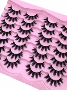 14 Pairs Cartoon Mink Eyelashes, Cat Eye Lashes, Natural Full False Eyelashes, Dramatic Lashes, Suitable For Daily Life, Wedding, Date, Party, Music Festival And Halloween - 尖尾漫畫款 - 查看 4