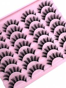 14 Pairs Cartoon Mink Eyelashes, Cat Eye Lashes, Natural Full False Eyelashes, Thick Lashes Extension, Travel Makeup Tools, Fluffy Soft Lash Strips, Dramatic Lashes, Suitable For Daily, Wedding, Date, Party, Music Festival And Halloween - 自然纖長款 - 查看 6