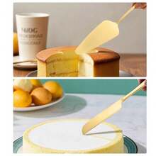 Gold Multi-Function Western Dining Cutlery Set, Cake Knife + Cake Server Combo, Stainless Steel Material Can Directly Contact Food, Bright Polished Anti-Rust Easy To Clean, Dishwasher , Suitable For Breakfast, Cake, Waffle, Dessert, Afternoon Tea, Holiday Gifts And Family Gatherings - - - View 2