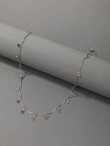 imoli 1条合金彩色彩虹水晶项链，手工制作，长度可调节，颜色和宝石多样，适合作为礼物 - 14729-nek-S - 查看 5