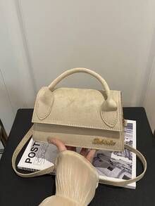 1pc Women's High-Quality Handbag With Flap, Large Capacity Square Bag, Suitable For Shopping, Dating, All Seasons, Minimalist Stylish Shoulder Bag With Detachable Adjustable Strap - Khaki - View 5