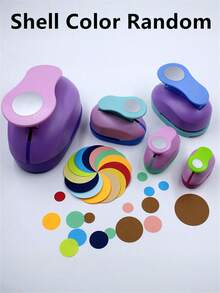 (Shell Color Random,The Image Does Not Display All Colors, Please Refer To The Actual Color Received) 1Pc 8mm/15mm/25mm/38mm/50mm Circle Punch Cute Scrapbooking Machine DIY Paper Shaper Cutting Rounder Cutter Embossing Cards Making Round Hole Punch Round Embossing Punches - Multicolor - View 12