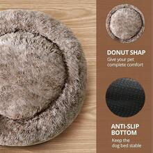 Calming Dog Bed For Small Dogs - 23 Inches Donut Washable Small Dog Bed For Kittens & Puppies, Anti-Slip Round Fluffy Pl 11ush Faux Fur Cat Beds (Fits Up To 25 Lbs Pets,  Brown) - SmokeBrown - View 4