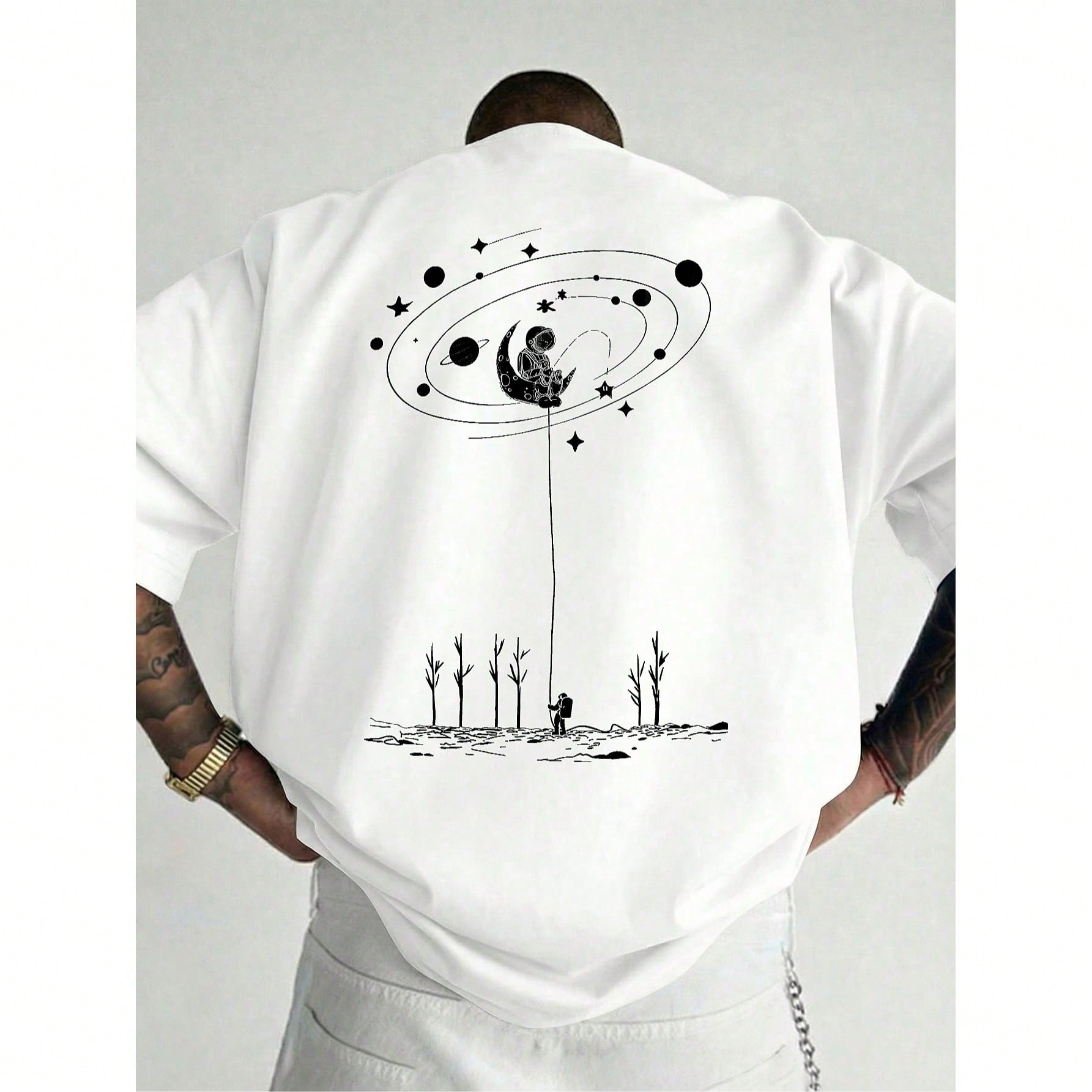 Pieza Camiseta de manga corta holgada con estampado de moda para hombre Diseño exquisito Esencial de verano Fácil de combinar, mostrando tu estilo