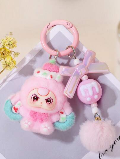 New Cute Mini Plush Plastic Keychain, Fashion Cartoon Accessory Bag Pendant Keyring, Suitable For Party, Holiday, Small Gift