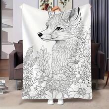 1pc Ocean World Adult Coloring Blanket With Sea Turtle, Starfish & Seahorse Patterns - Thickened Flannel All-Season Warm Throw For Adults &, Relax Coloring Book Pages Bedspread, Sofa Bed Cover, Marine Life Design Gift Her Gifts For Her, Him, Family, Boyfriend, Girlfriend, Father, Family, Mother, Lover, Daughter, Son, Grandfather, Grandmother, Friend, Classmate, Pet. Perfect Nap, Camping, Travel, Home, Daily Life, Office Decoration, Birthday, Anniversary, Valentine's Day, Thanksgiving, Christmas, Halloween, Mother's Day, Father's Day, Wedding, New Year Gifts,Back To School Season - 多色4 - 查看 1