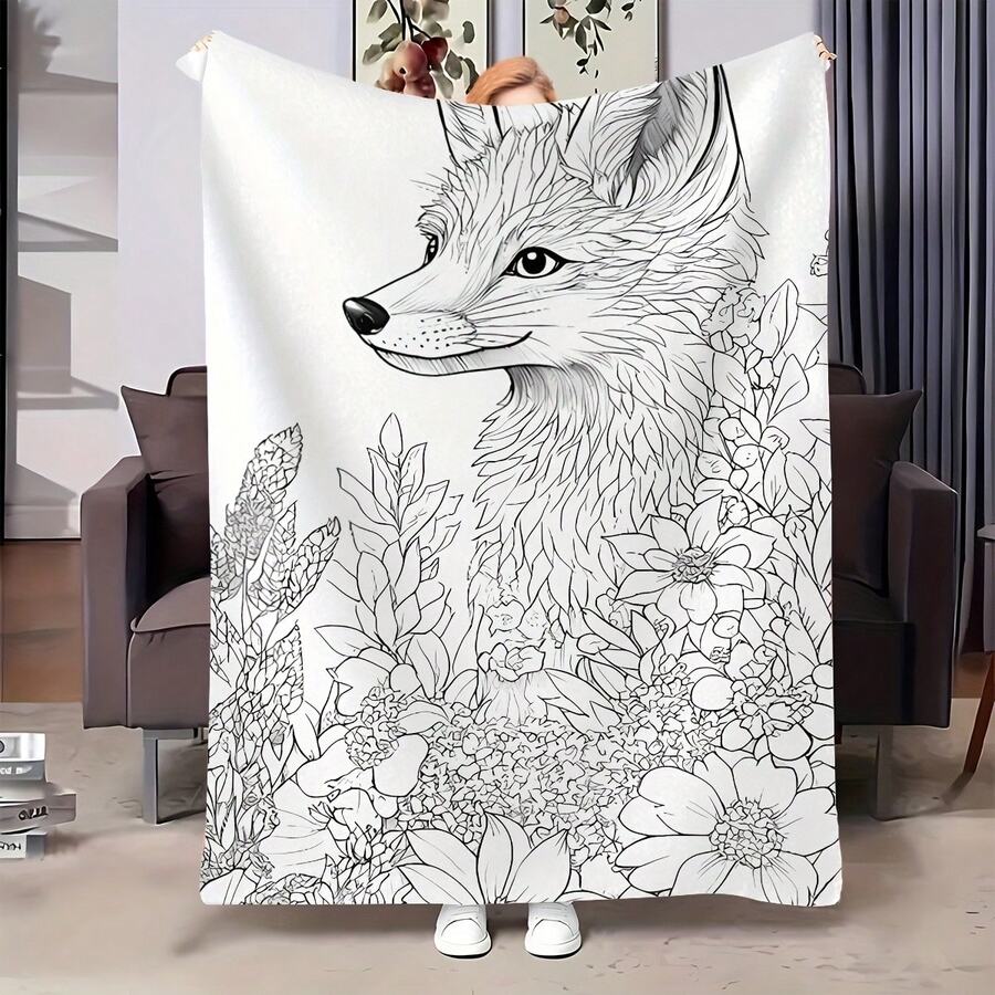 1pc Ocean World Adult Coloring Blanket With Sea Turtle, Starfish & Seahorse Patterns - Thickened Flannel All-Season Warm Throw For Adults &, Relax Coloring Book Pages Bedspread, Sofa Bed Cover, Marine Life Design Gift Her Gifts For Her, Him, Family, Boyfriend, Girlfriend, Father, Family, Mother, Lover, Daughter, Son, Grandfather, Grandmother, Friend, Classmate, Pet. Perfect Nap, Camping, Travel, Home, Daily Life, Office Decoration, Birthday, Anniversary, Valentine's Day, Thanksgiving, Christmas, Halloween, Mother's Day, Father's Day, Wedding, New Year Gifts,Back To School Season - 多色4 - 查看 1