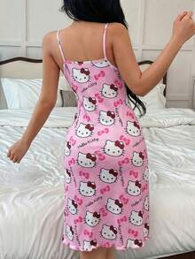 SANRIO 1pc Hello Kitty Pink Casual Cute & Comfortable Minimalist Slip Dress For Women - Pink - View 6