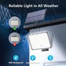 400 LED Luz de solar para exteriores, IP65 resistente al agua con control remoto y sensor de movimiento PIR, súper brillante reflector LED para jardín, patio y garaje - T-400 - Ver 3