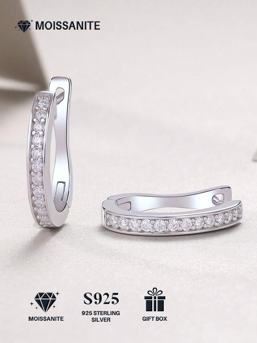 Bông tai Moissanite bạc 925 cao cấp dành cho nữ, không gây dị ứng, thiết kế tối giản sang trọng, chống oxy hóa, dễ dàng đeo hàng ngày, quà tặng cho Ngày Valentine, Ngày của Mẹ, đám cưới, lễ đính hôn, sinh nhật, đóng gói hộp quà.