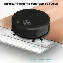 3 en 1 Aspiradora robótica todo en uno, equipada con cepillo recolector de polvo, succión ultra potente, diseño ultrafino y ultrasilencioso,el gran aliado para la limpieza doméstica - Negro - Ver 4