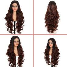 Ombre Brown Body Wave Wigs, 13*4 Lace Front Human Blend Hair, Elegant Style, Long Body Wave Hair Wigs For Women, All Ethnicities, Human Hair Wig, Daily Party Use - S2/30 - View 6