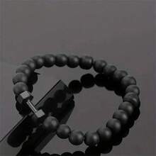 1pc Matt Bead Dumbbell Design Men's Bracelet Fashionable Fitness Style Gift Personalized Strength Gym Gear Daily Outfits Fathers Day Gift School Jewelry Men Y2k Accessories Goth Chains Jeans Accessories Gothic Jewellery Back To School Street Halloween Acc 6I3X - 樣式 1 - 查看 2