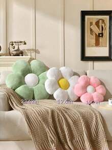 Almofada Floral Rosa, Almofada em Formato de Margarida Divertida e Fofa para Decoração Floral de Assentos, Adequada para Sofás e Camas, Almofada Floral Macia e Felpuda, Ideal para Decoração de Chão em Quartos e Salas de Estar, O Melhor Presente para o Dia das Mães - Rosa com núcleo branco - Visão 2