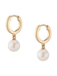 Bông tai ngọc trai vòng tròn mạ vàng 18K cao cấp, tối giản, làm theo yêu cầu, bằng bạc Sterling S925 sang trọng dành cho nữ. - khuyên tai ngọc trai - Xem 10