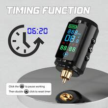 1pc, Neebol Tattoo Battery Power Supply With LED Digital Display, 1500mAh Lithium Battery Pack, 6 Hours Battery Life, RCA Connector, Rechargeable Cordless For Wireless Tattoo Pen, Rotary Tattoo Machine, Gift For Tattoo Beginners And Tattoo Artists, Essential Tattoo Supply - Black - View 3