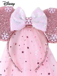 Disney 1个卡通可爱蝴蝶结发箍，白雪公主冰雪奇缘雪花女王服装头饰，适合公园、主题派对、生日，经典角色设计，情人节好礼 - 彩色 - 查看 3