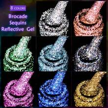 MSRUIOO 8ml 反光闪粉凝胶指甲油 - 闪亮混合可卸 UV LED 指甲油 - 彩色 - 查看 7