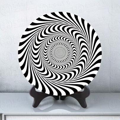 1pc Black And White Vortex Visual Illusion Visual Storm Visual Impact Table Setup Relief For Eye Fatigue Creative Space Product Improvement Vision Enhancement High-End Decorative Item