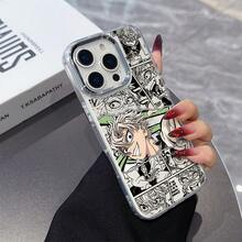 Funda para Teléfono: Funda de Anime Sanemis Genial para 17 16e 16 15 14 13 12 11 Pro X XR XSMAX 8 Plus Marco de Lente Metálico Plateado Cubierta Trasera Suave Transparente17  17promax - transparente - Ver 2