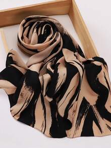 1件女士缎面数码印花扎染不对称穆斯林头巾 - 彩色 - 查看 9