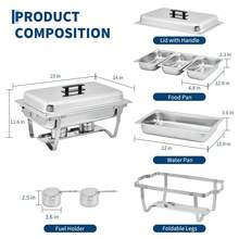 2/4/6-Pack Stainless Steel Buffet Server Set, 3-Well Rectangular Chafing Dish Multi-Compartment Food Warmer For Catering, Wedding Events, Home Parties - 銀色 4 件裝 - 查看 2