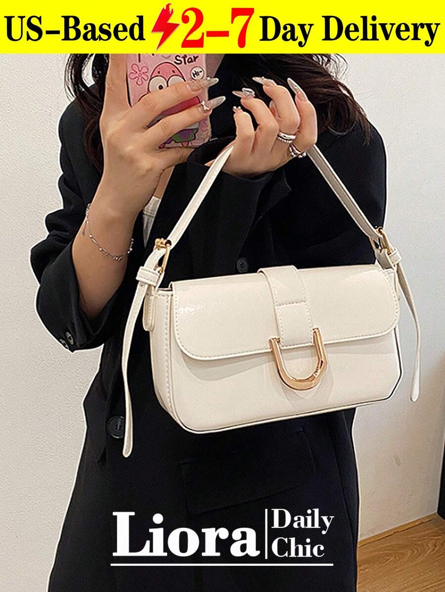[US-Based Shipping]1pc Lacquered Polyurethane Leather Handbag For Women, Y2k Babe Bag, Lacquered Mini Square Bag, Simple Mini Bag, Shoulder/Underarm Bag, Retro Mini Bag, Versatile Work Bag, Student Mini Square Bag, Retro Inspired Bag For Women, Fashionable White Bag,White Bag,Pumpkin,Autumn,Halloween,Fall,Christmas,Thanksgiving,Festival,Cyber Monday,Holiday,Gift,New Year,Snow,Winter,Warm,End-Of-Year,Party,Bags For Women,Purses And Bags Women,Purses For Women,Small Purse,Summer,Carteras Para Mujer,Pink Purse - trắng - Xem 1