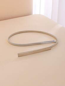 1pc Elegant Women's Thin Waist Belt, Elastic Buckle Waist Strap, Metal Leather Belt Suitable For Dresses, Shirts, Pants, Commuting, Daily Wear, Party - Metal Belt - View 11