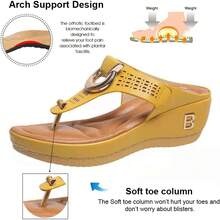 Fashion Wedge Flip-Flops Shoe, Low-Wedge Women Orthopedic Sandals Casual Flat Shoes Flip Flops Ladies Anti-Slip,Comfortable Sandals In Multiple Colors, Durable And Non Slip Beach Shoes, Suitable For Shopping And Commuting - 黑色 - 查看 6