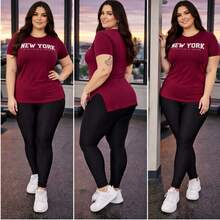 Women's Gym T-Shirt, Breathable And Soft, Long Line, Plus Size, Covers Your Buttocks. - 紐約勃根地 - 查看 3