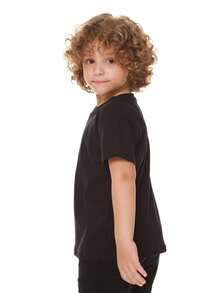 Set Of 4 Basic T-Shirts For Boys (Children's/Youth) 100% Cotton Short Sleeve Casual - Sizes 2 To 14 - 黑色的 - 查看 5