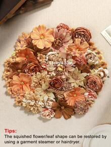 50个仿真花头，大小不一，雏菊花，适用于婚礼工艺品、家居装饰、派对装饰 - 棕色 - 查看 11