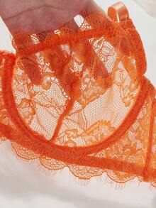 1 Set Women's Embroidered Push-Up Bra And Embroidered Panty - Orange - View 6