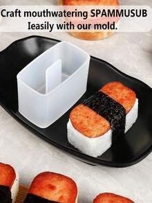 1套/2件/3件装饭团压模套装，含不锈钢午餐肉切片器和饭勺，饭团制作压模，不粘材质，寿司模具，午餐肉切片器，水果切片器，饭团模具，寿司饭团制作器，饭团午餐肉饭团模具，饭团压模，不粘饭团模具，寿司压模，家用DIY饭团，便当 - 彩色 - 查看 4