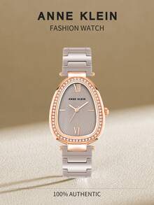 Anne Klein 1pc Women's Black Ceramic Quartz Watch, Elegant Wristwatch With Round Glossy Black Dial, Adjustable Bracelet - Rose Gold - View 1