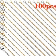 24pcs 18K Gold & Silver Stainless Steel DIY Necklace Chains, 18 Inches Length, Suitable For Jewelry Making - Multicolor - View 11