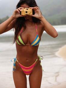 2026 Women's Beach Summer Swimsuit Set Random Print Spaghetti Strap Sexy Bikini , Summer Outfits,Elegant,Valentine's Day,Beach,Vacation,Carnival,Casual,Chic,Summer Outfits,Summer Holiday Outfits,Spring,Valentine Outfits For Women,Carnival. - Nhiều màu - Xem 1