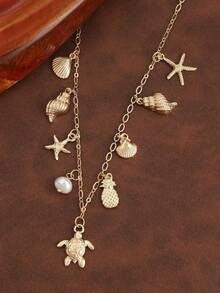Decoración de lujo retro versátil y casual de estilo bohemio con conchas marinas y estrellas de mar - Dorado - Ver 2
