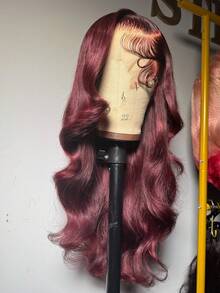 34 Inch 200% 99J Burgundy Body Wave 13x4 Transparent Lace Frontal Human Hair Wigs Pre Plucked With Baby Hair Wine Red 99J Colored Lace Front Wig For Women - S99J - 查看 6
